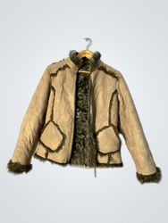 Tan Fur-Trimmed Jacket