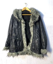 Black Leather Jacket with Fur Trim