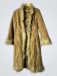 Tan Fur-Trimmed Coat