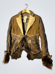 Brown Leather and Fur Jacket