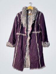 Purple Fur-Trimmed Coat