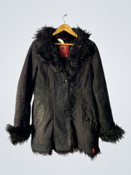 Black Fur Trimmed Coat