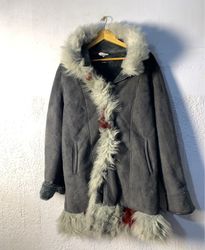 Gray Fur-Trimmed Coat