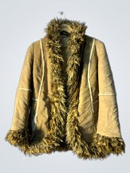 H&M Beige Fur Trim Jacket