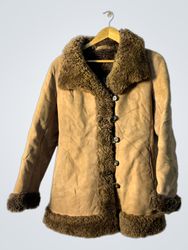 Tan Fur-Trimmed Coat