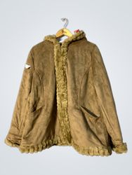 Brown Suede Jacket with Fur Trim