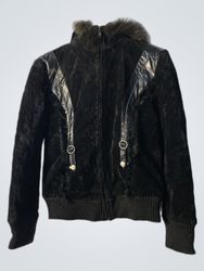 Black Velvet Jacket with Fur Trim