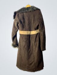 Brown Faux Fur Trimmed Coat