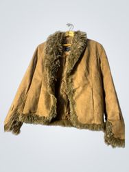 Tan Fur-Trimmed Jacket