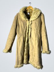 Tan Fur-Trimmed Coat