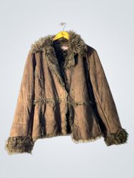 Brown Fur Trimmed Coat