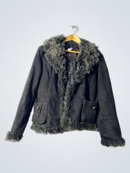 Black Fur-Trimmed Jacket