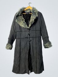 Long Black Coat with Fur Trim