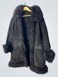 Black Fur-Trimmed Coat