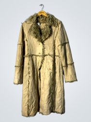 Tan Fur-Trimmed Coat