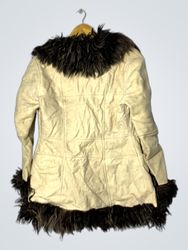Cream Fur Trim Coat