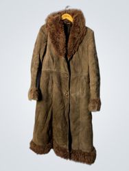 Brown Faux Fur Trimmed Coat