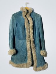 Blue Fur-Trimmed Coat