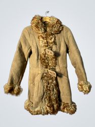 Tan Fur-Trimmed Coat