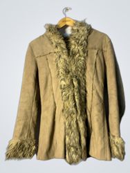 Tan Fur-Trimmed Coat