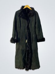 Long Green Fur-Trimmed Coat