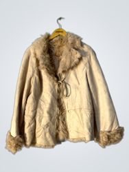 Tan Fur-Trimmed Coat