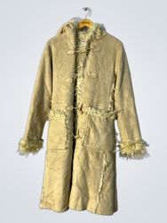 Tan Fur-Trimmed Coat