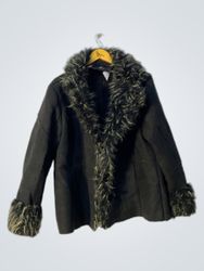 Black Fur-Trimmed Coat