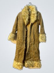 Long Brown Fur-Trimmed Coat