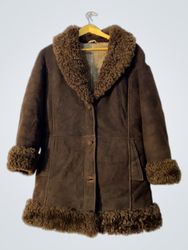 Brown Suede Shearling Coat