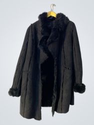 Black Fur-Trimmed Coat