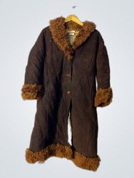 Brown Suede Shearling Coat