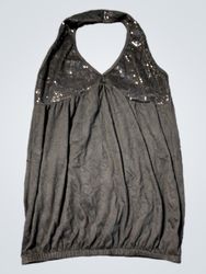 Black Sequined Halter Top
