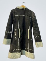 Unbranded Black Faux Suede Embroidered Coat