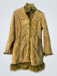 Tan Fur-Trimmed Coat