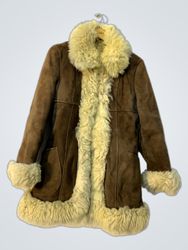 Brown Suede Shearling Coat