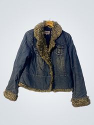 Denim Jacket with Fur Trim