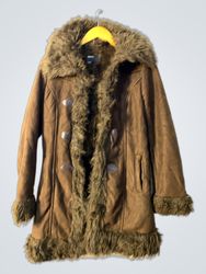Brown Fur-Trimmed Coat