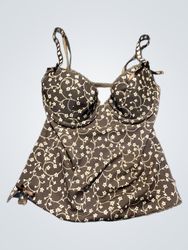 Brown Floral Pattern Bra