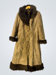 Brown Suede and Fur Trimmed Coat