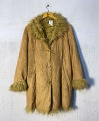 Tan Faux Fur Trimmed Coat