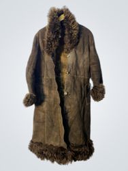 Brown Suede Shearling Coat