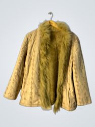 Tan Jacket with Faux Fur Collar