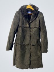 Black faux fur trim coat