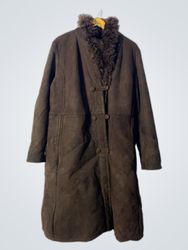 Brown Suede Fur Lined Coat