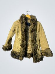 Tan Faux Fur Trimmed Jacket