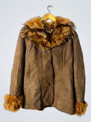 Brown Faux Fur Trimmed Jacket