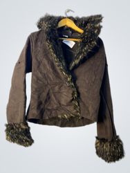 Brown Faux Fur Trimmed Jacket