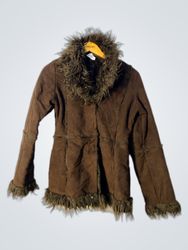 Brown Faux Fur Trimmed Jacket