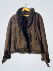 Kenneth Cole Brown Faux Fur Lined Jacket
